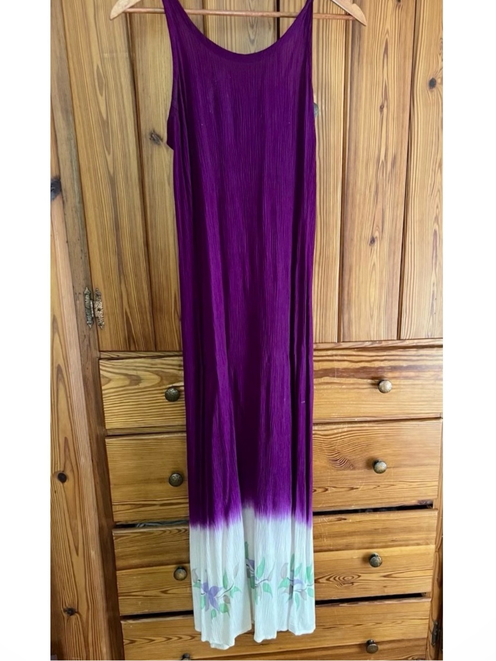 Bali Magic-Purple Maxi Sun Dress/One Size/ Handmade, braided strap, floral